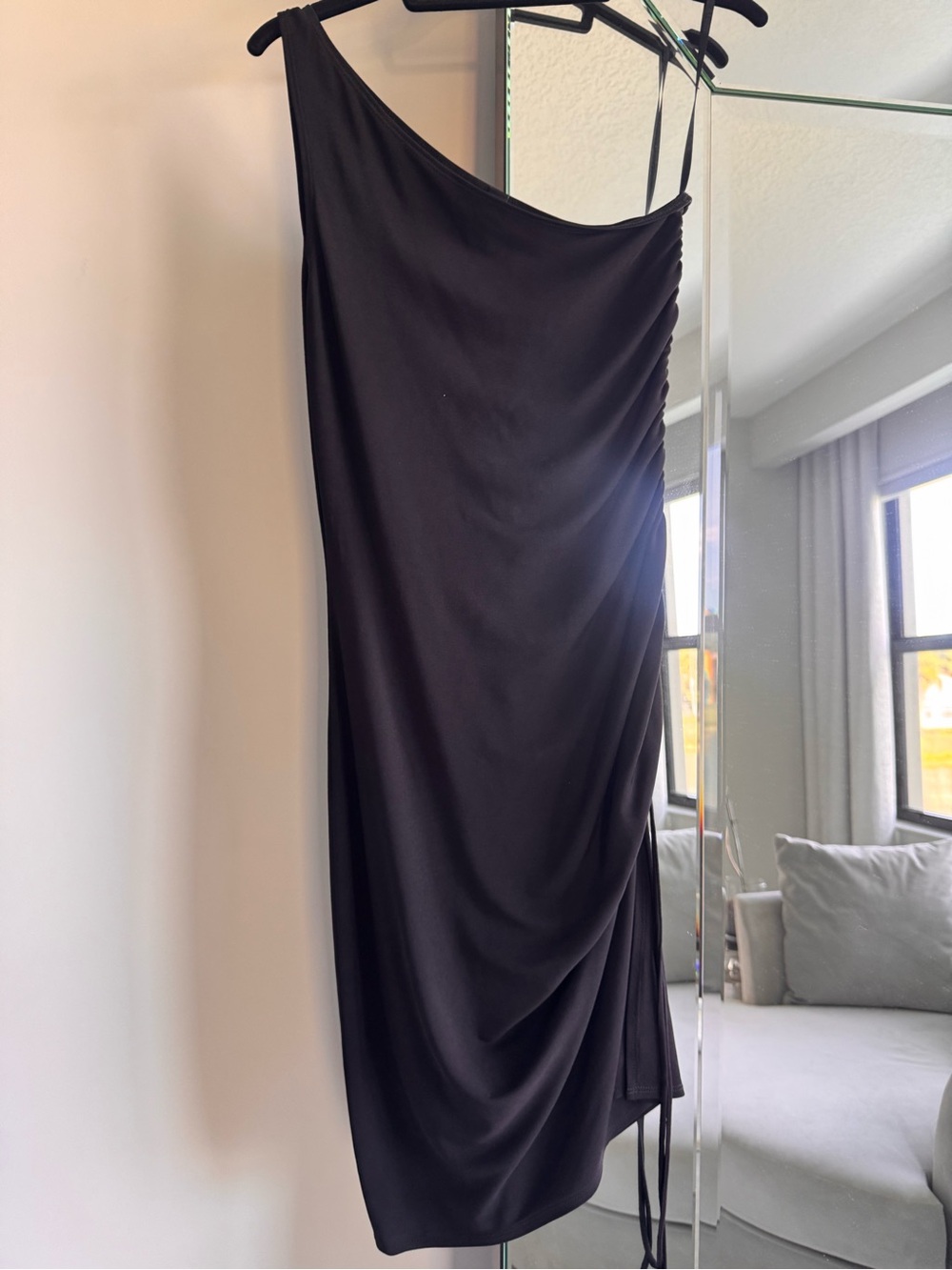 Laundry By Shelli Segal Black One-Shoulder Draped Dress